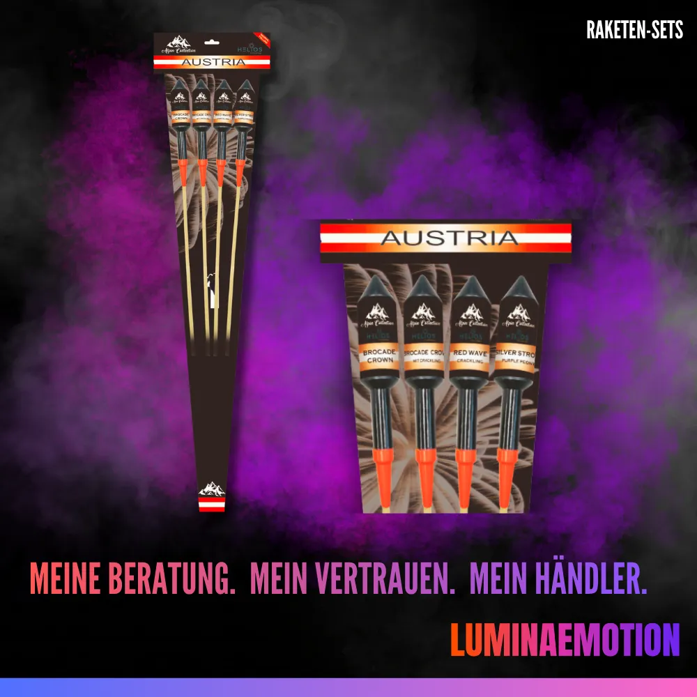 [00646] Raketenset "Austria 1" mit 4 Zylinderraketen (70g)