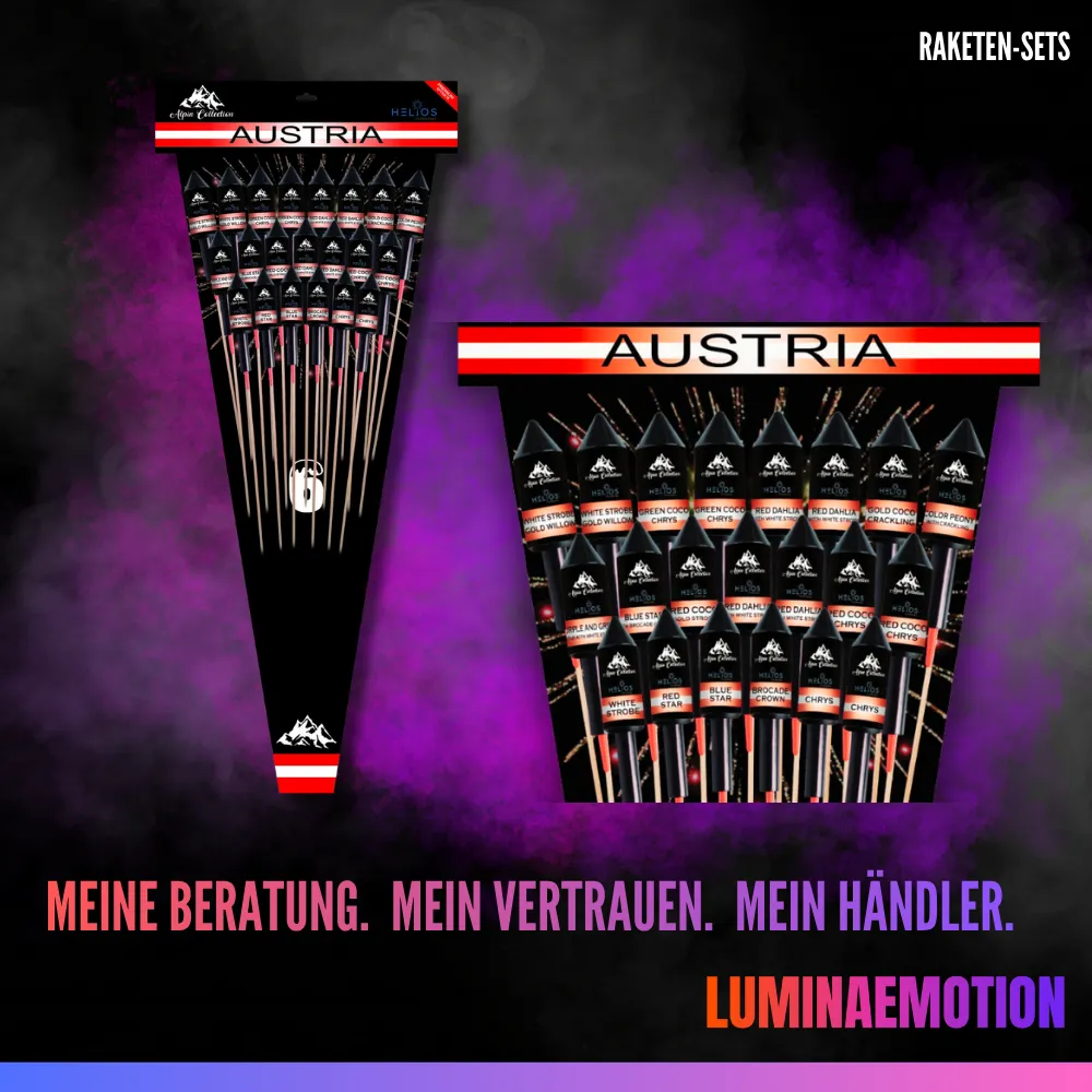 [00995] Raketenset „Austria 6“ mit 21 Zylinderraketen (24-31g)