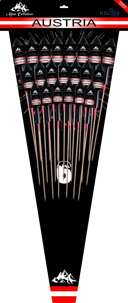 [00995] Raketenset „Austria 6“ mit 21 Zylinderraketen (24-31g)