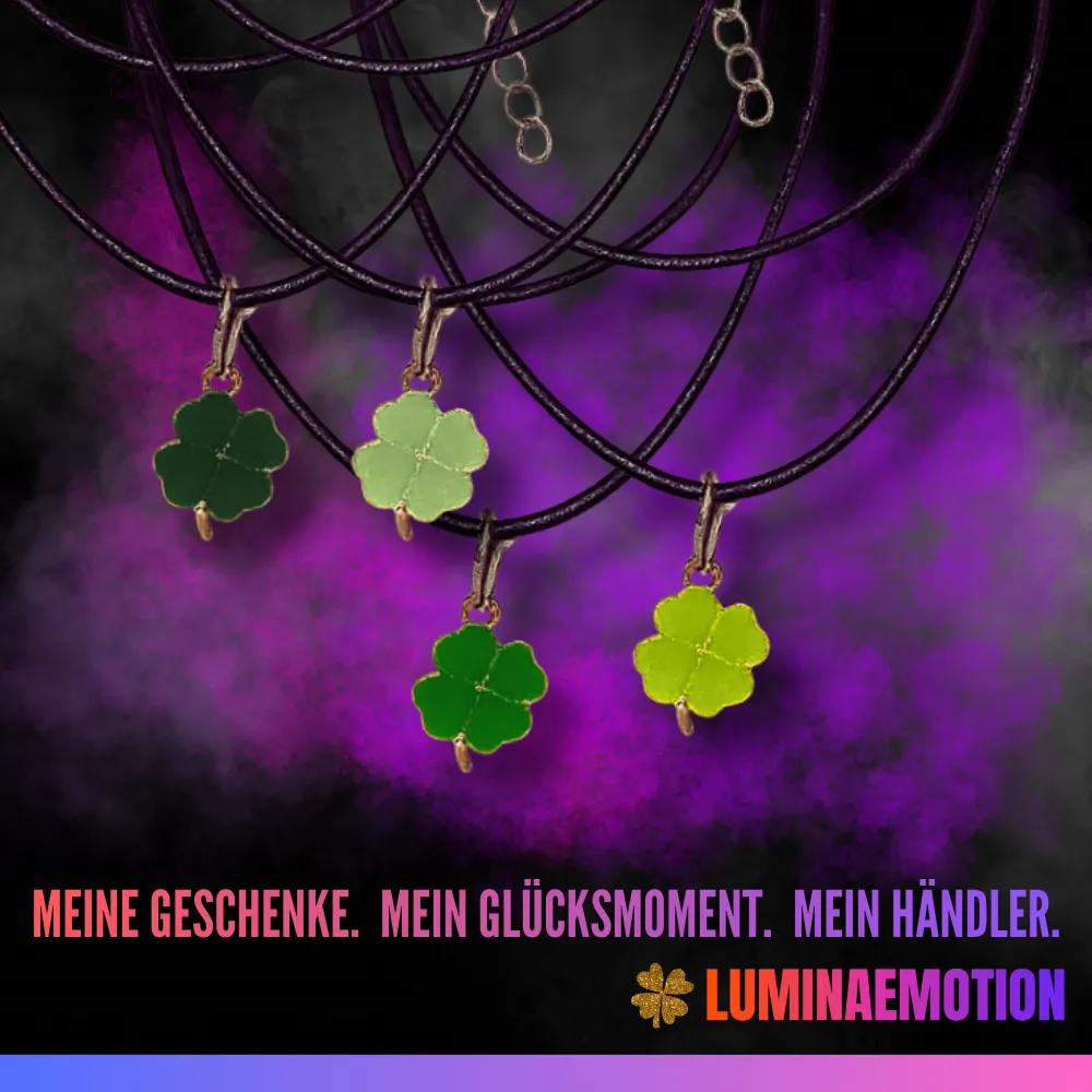 Kette schwarz mit Kleeblatt (vergoldet)